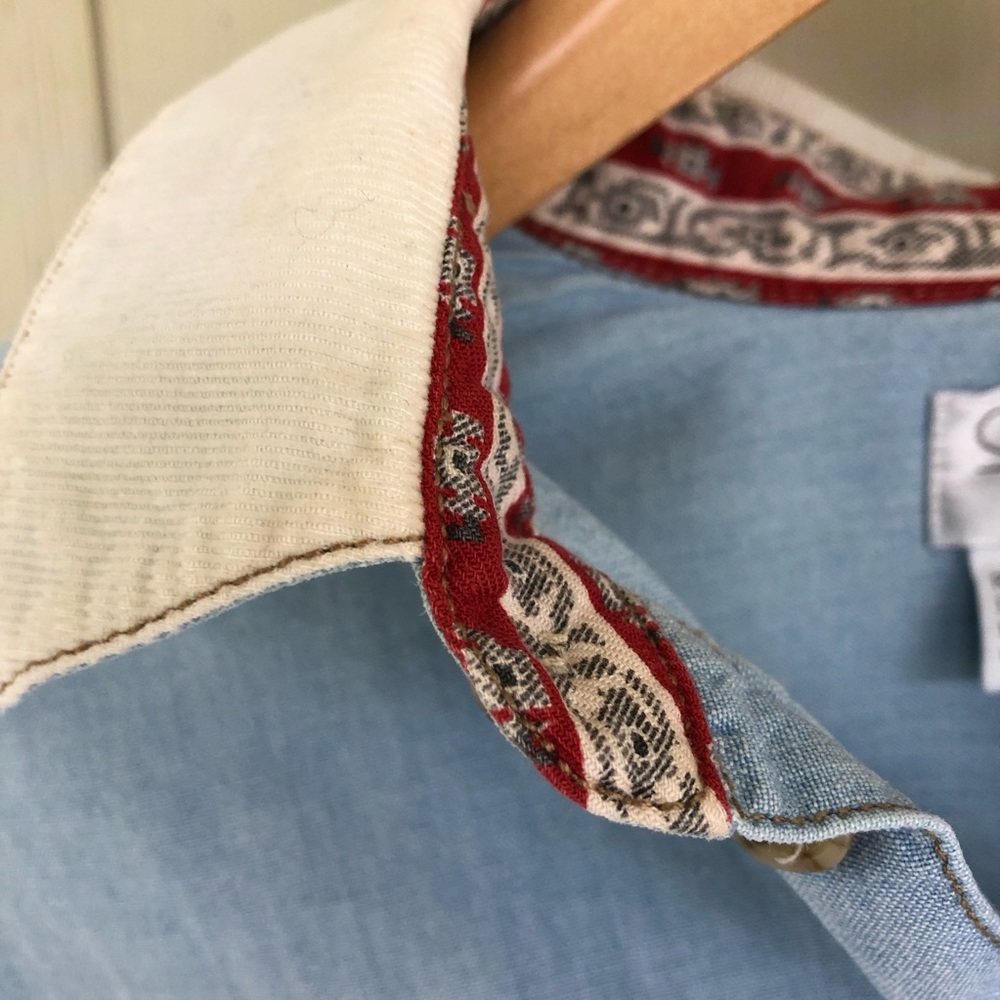 Vintage 80'-90's Calvin Klein Sport Oversized Light Denim Shirt w/Accent Trim - Picture 3 of 13